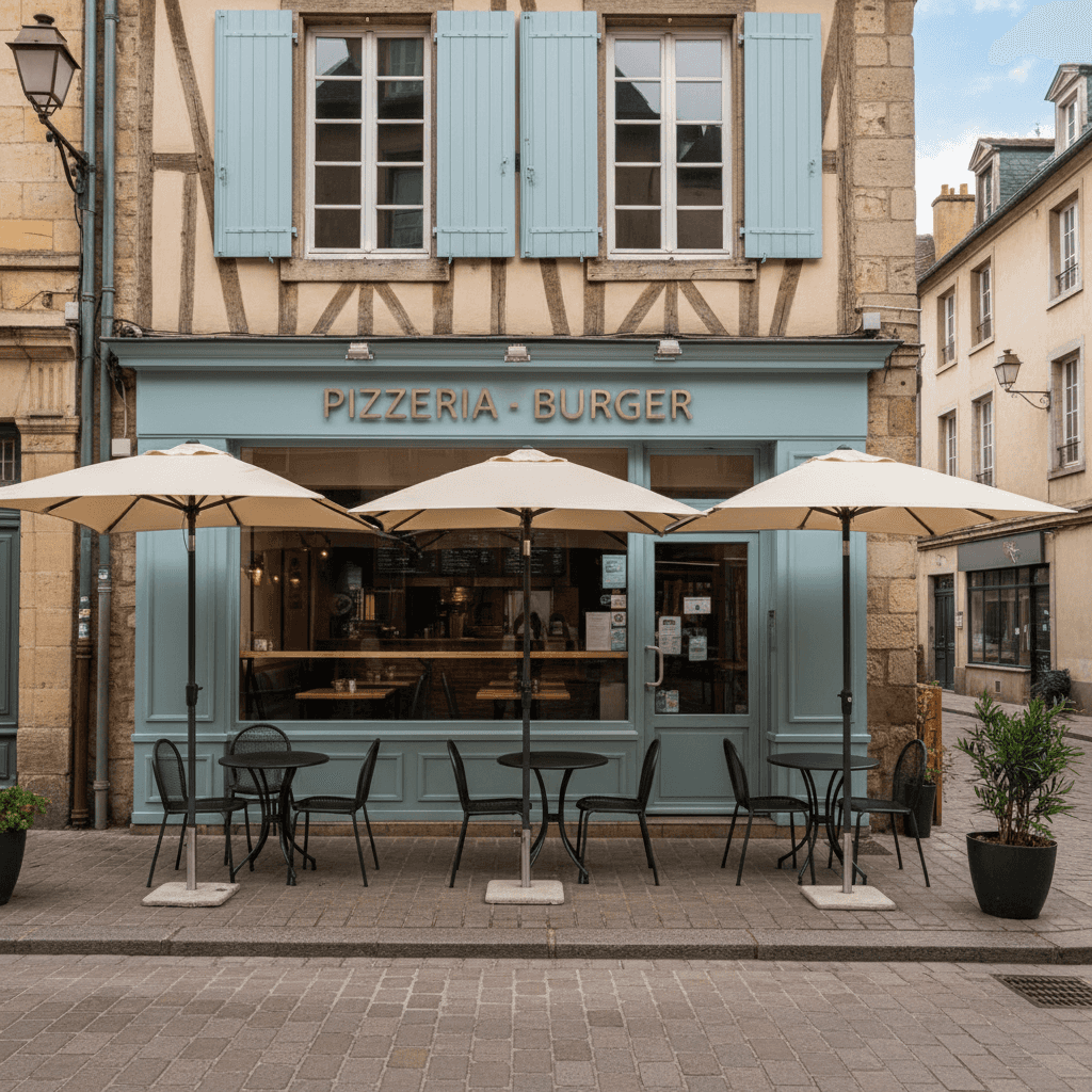 Fast-food à Rouen : terrasse - extraction