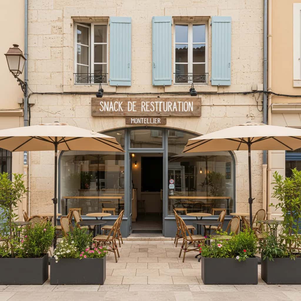 Snack 70m² à Montpellier : terrasse - chambre froide