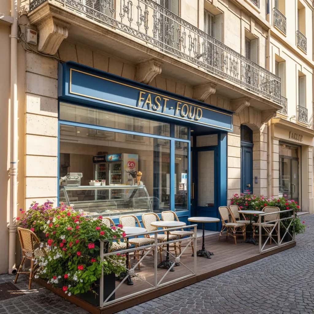 Fast-food 150m² à Nice : terrasse - extraction