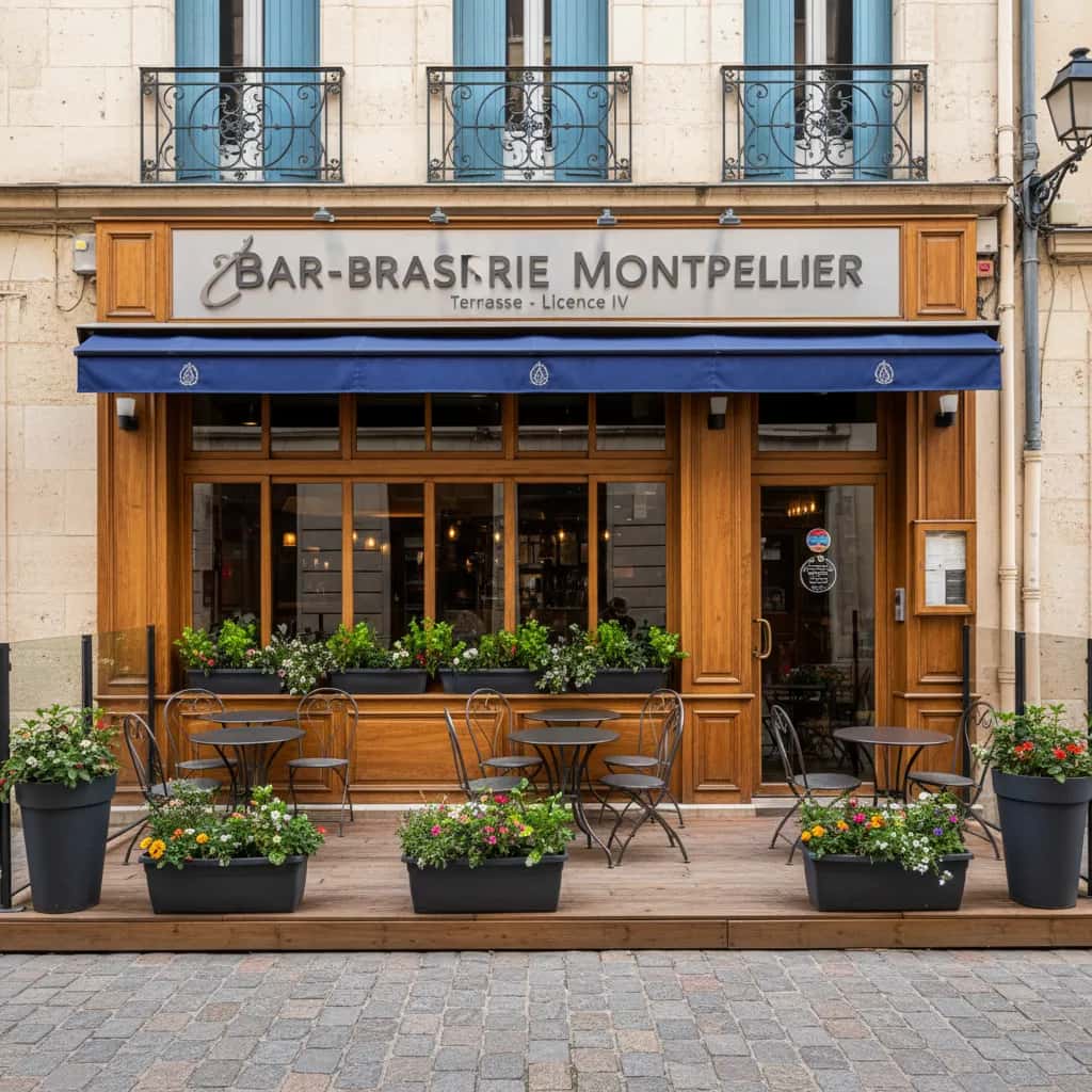 Bar-brasserie 74m² à Montpellier : terrasse - licence IV