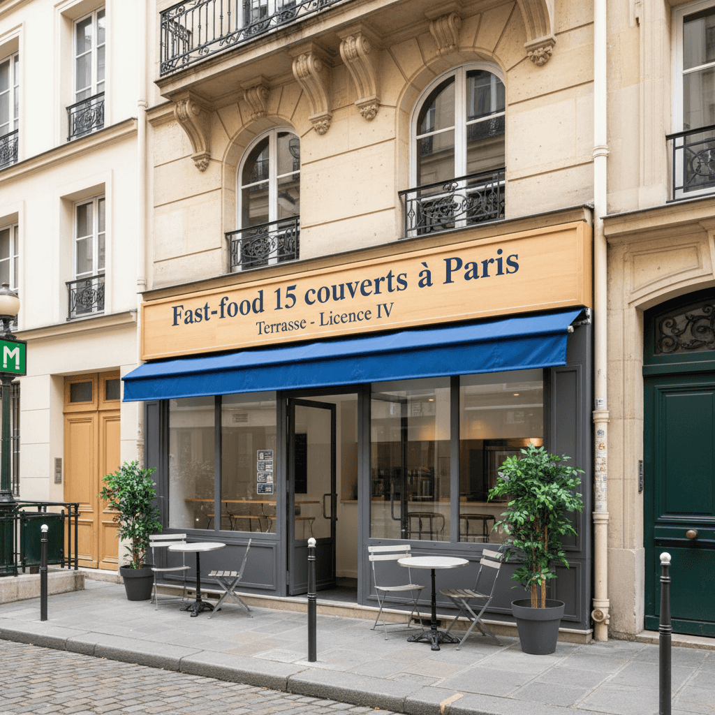 Fast-food 15 couverts à Paris : terrasse - licence IV