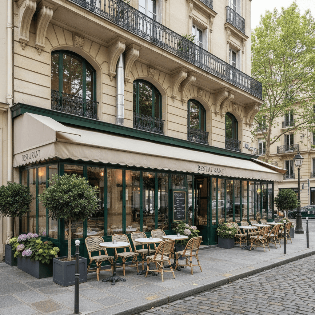 Restaurant 45 couverts à Paris : terrasse - extraction