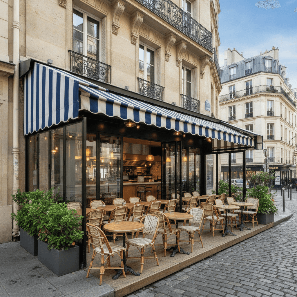 Restaurant 10 couverts à Paris : terrasse - extraction