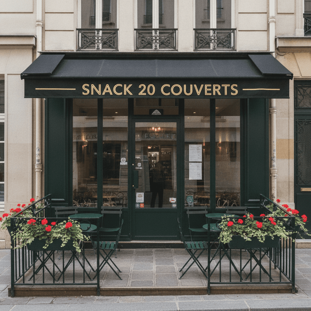 Snack 20 couverts à Paris : terrasse - licence IV