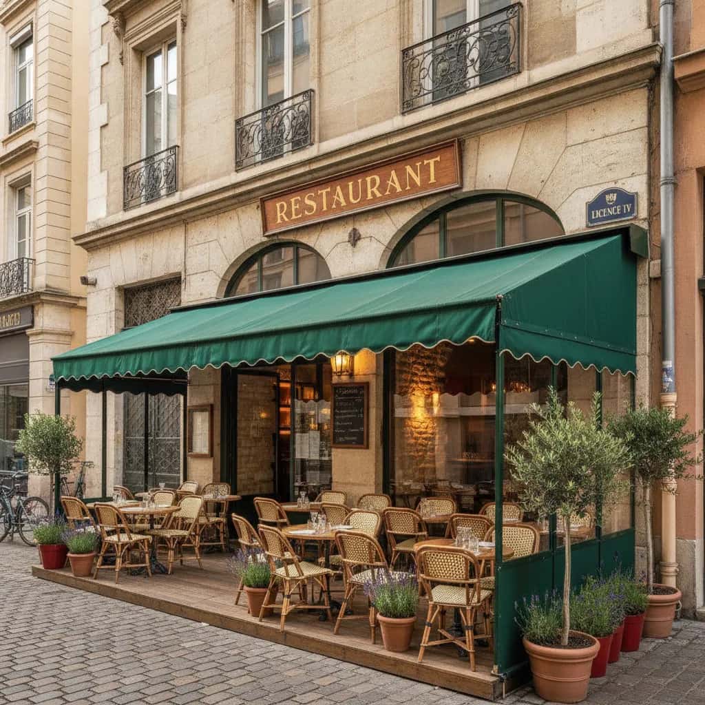 Restaurant 80m² à Lyon : terrasse - licence IV