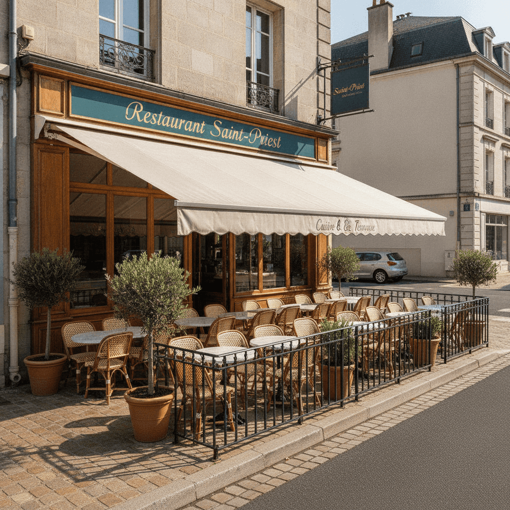Restaurant 250m² à Saint-Priest : terrasse - cuisine équipée