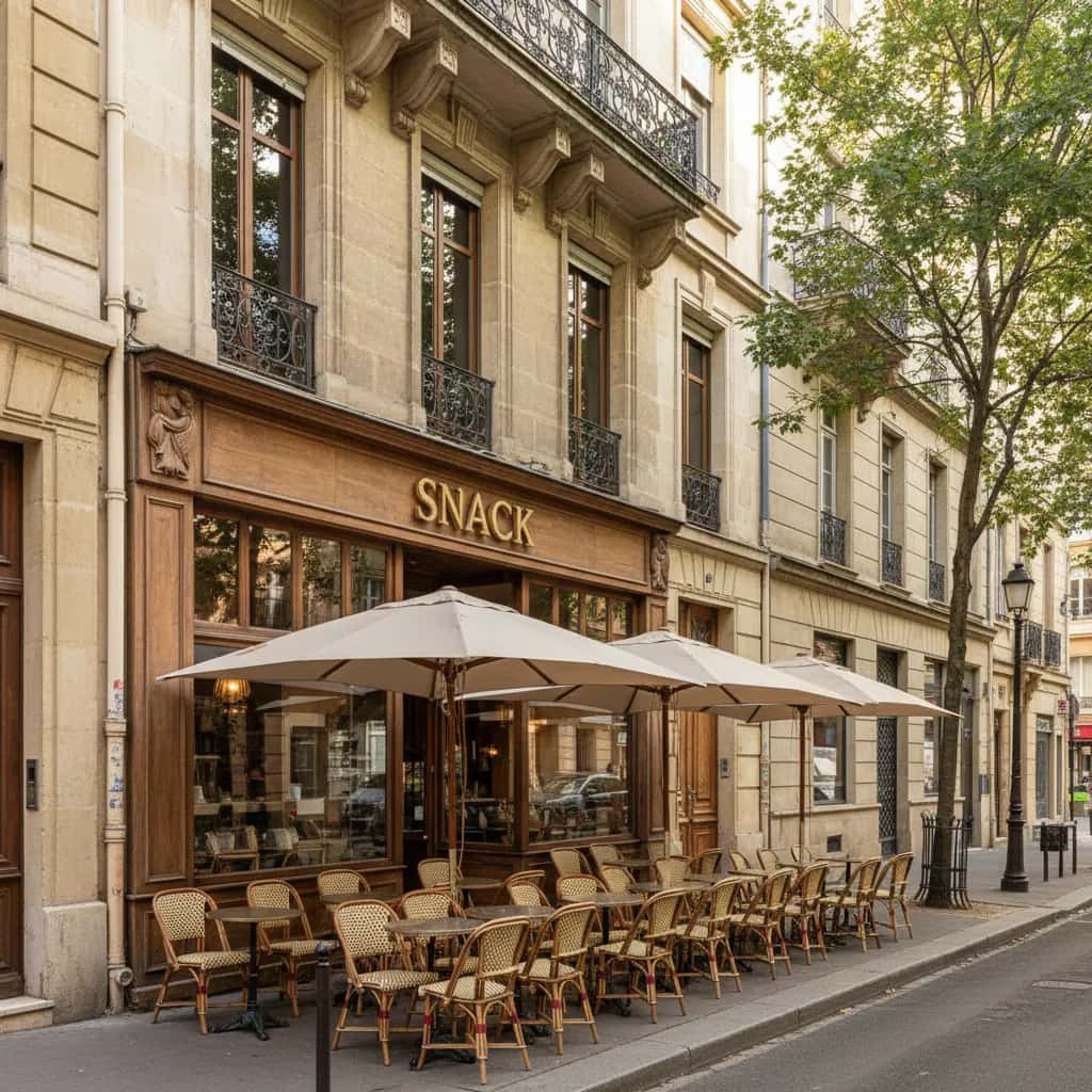 Snack 112m² à Lyon : terrasse - cave/réserve