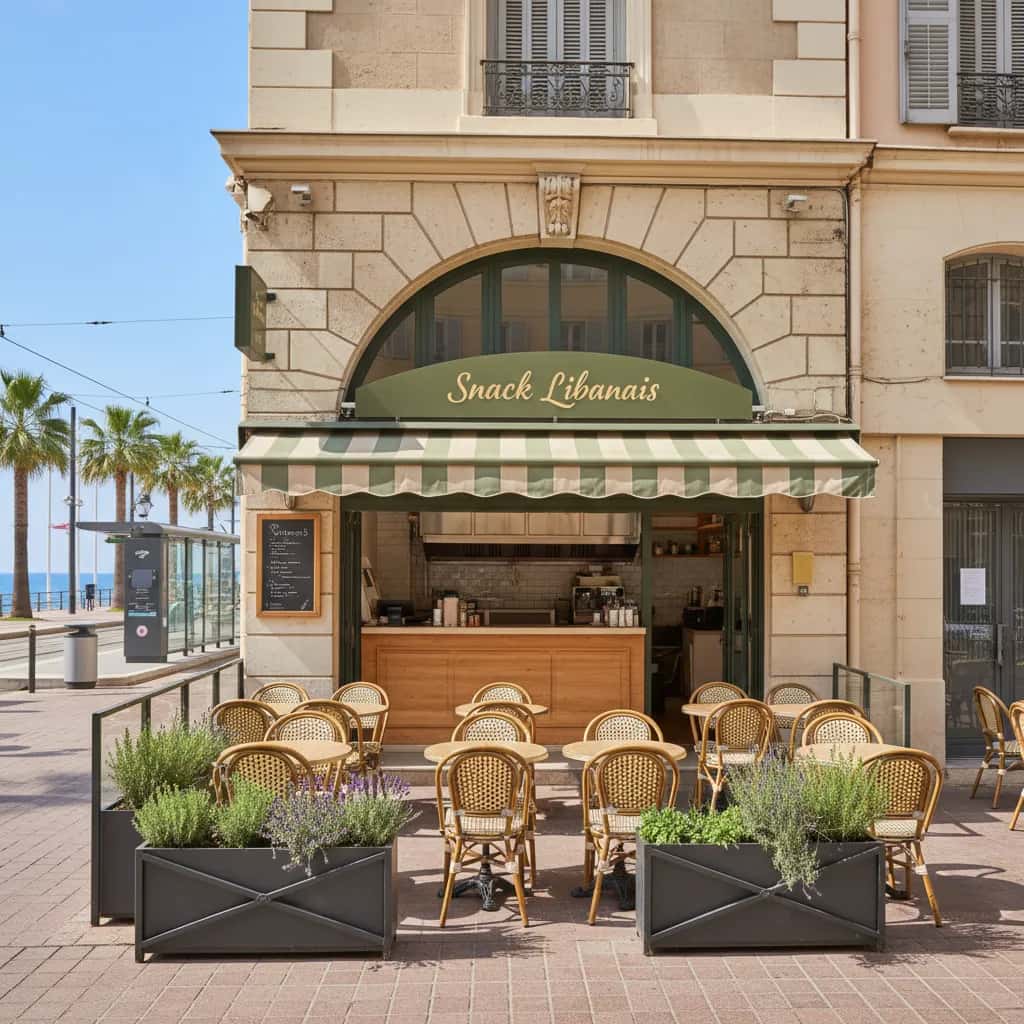 Snack 40m² à Nice : terrasse - extraction