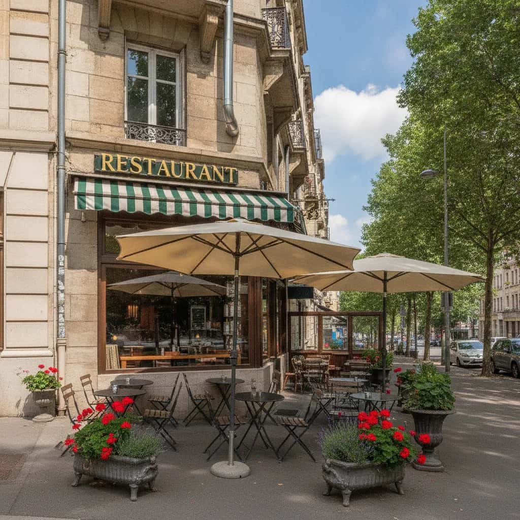 Restaurant 40 couverts à Lyon : terrasse - extraction