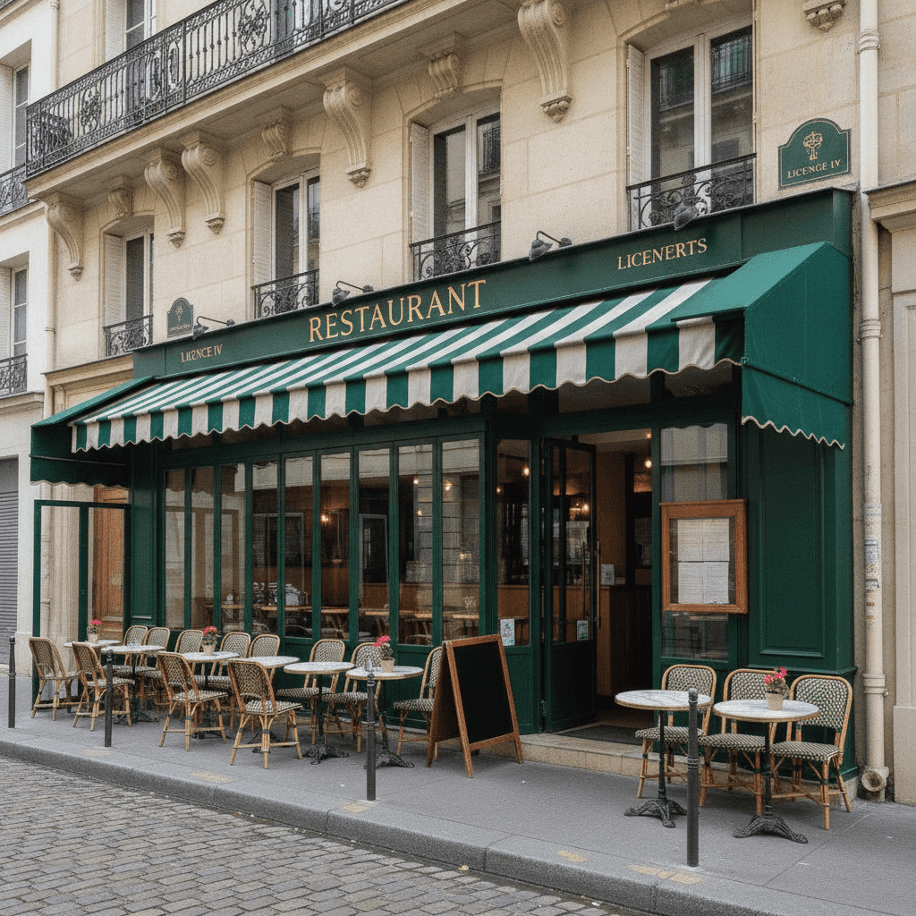 Restaurant 22 couverts à Paris : terrasse - licence IV