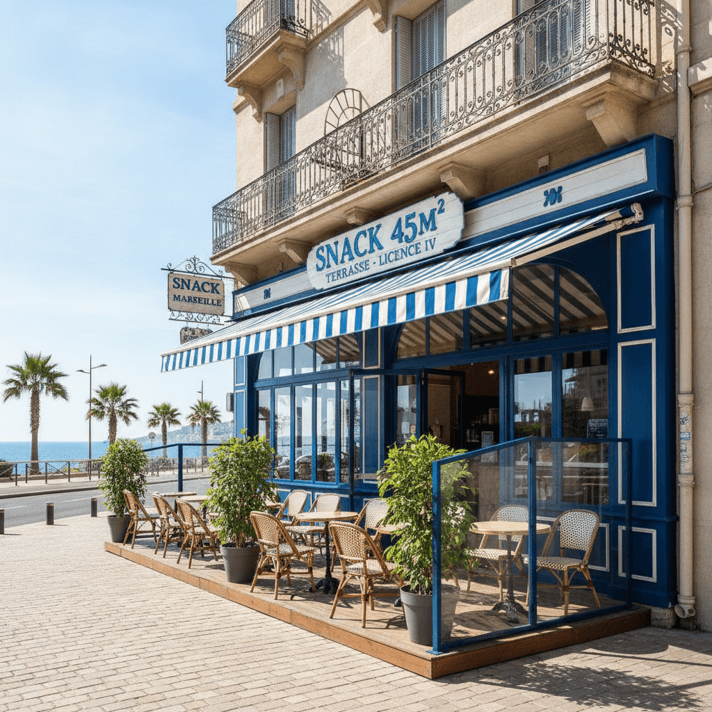 Snack 45m² à Marseille : terrasse - licence IV