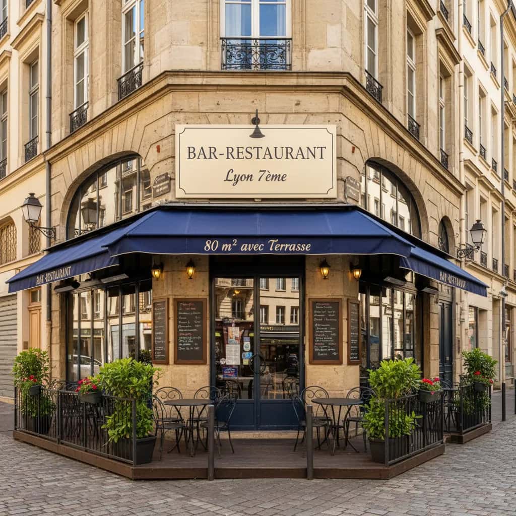 Restaurant 80m² à Lyon : terrasse - licence IV