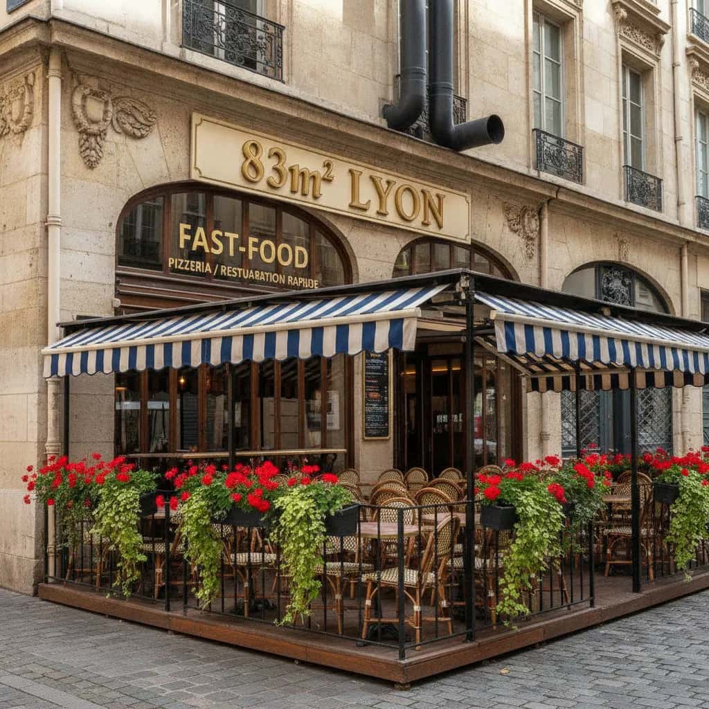 Fast-food 83m² à Lyon : terrasse - extraction