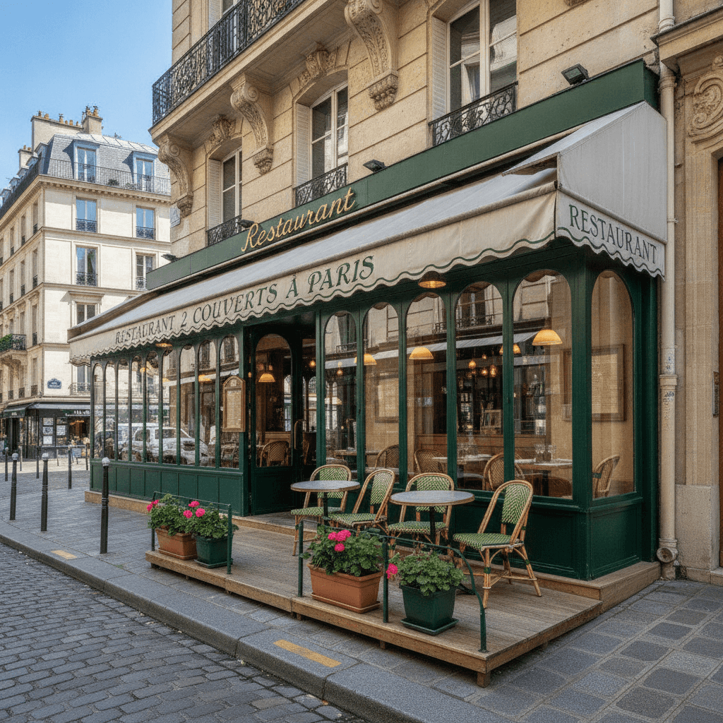 Restauration sans nuisance (Pas de conduit, réchauffage) 2 couverts à Paris : terrasse