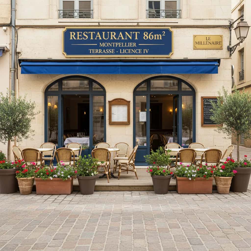 Restaurant 86m² à Montpellier : terrasse - licence IV