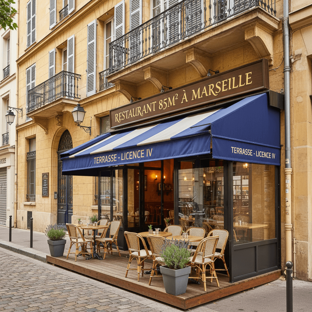 Restaurant 85m² à Marseille : terrasse - licence IV