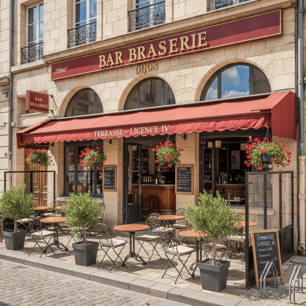 Bar-brasserie 226m² à Dijon : terrasse - licence IV