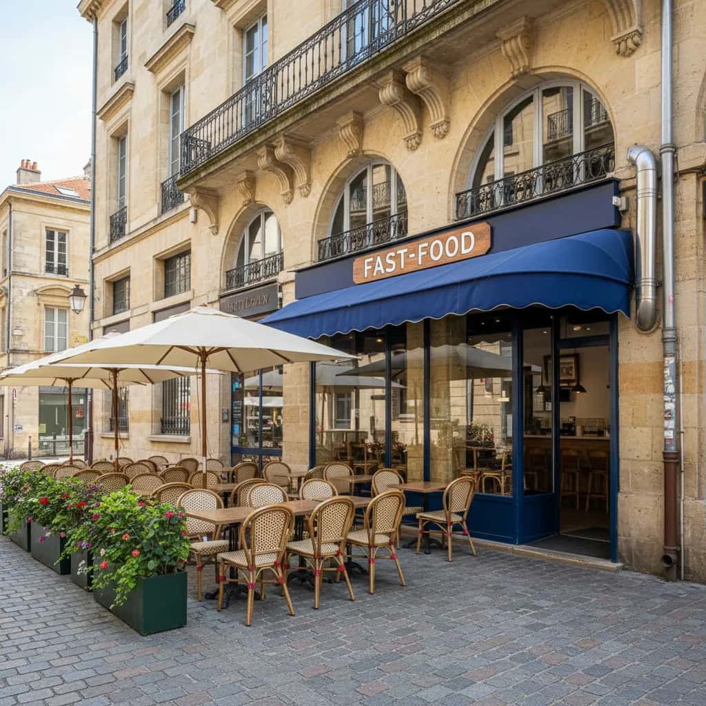Fast-food 70m² à Bordeaux : terrasse - extraction