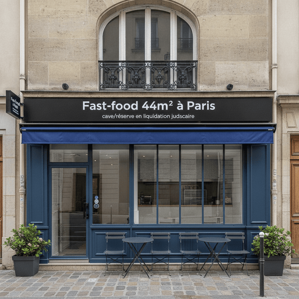 Fast-food 44m² à Paris : cave/réserve en liquidation judiciaire