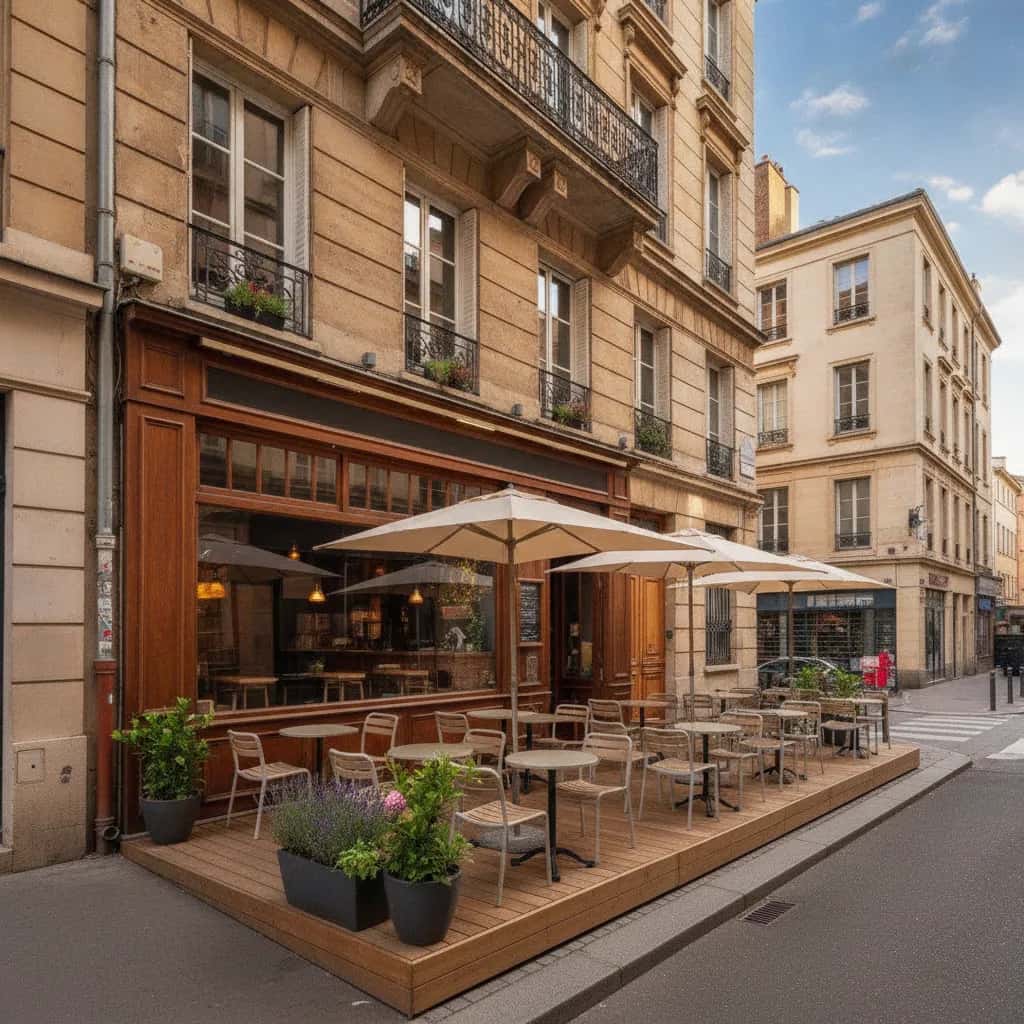 Fast-food 90m² à Lyon : terrasse - licence IV