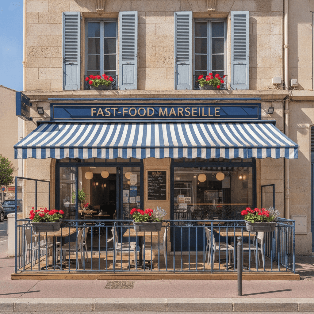 Fast-food 171m² à Marseille : terrasse - licence IV
