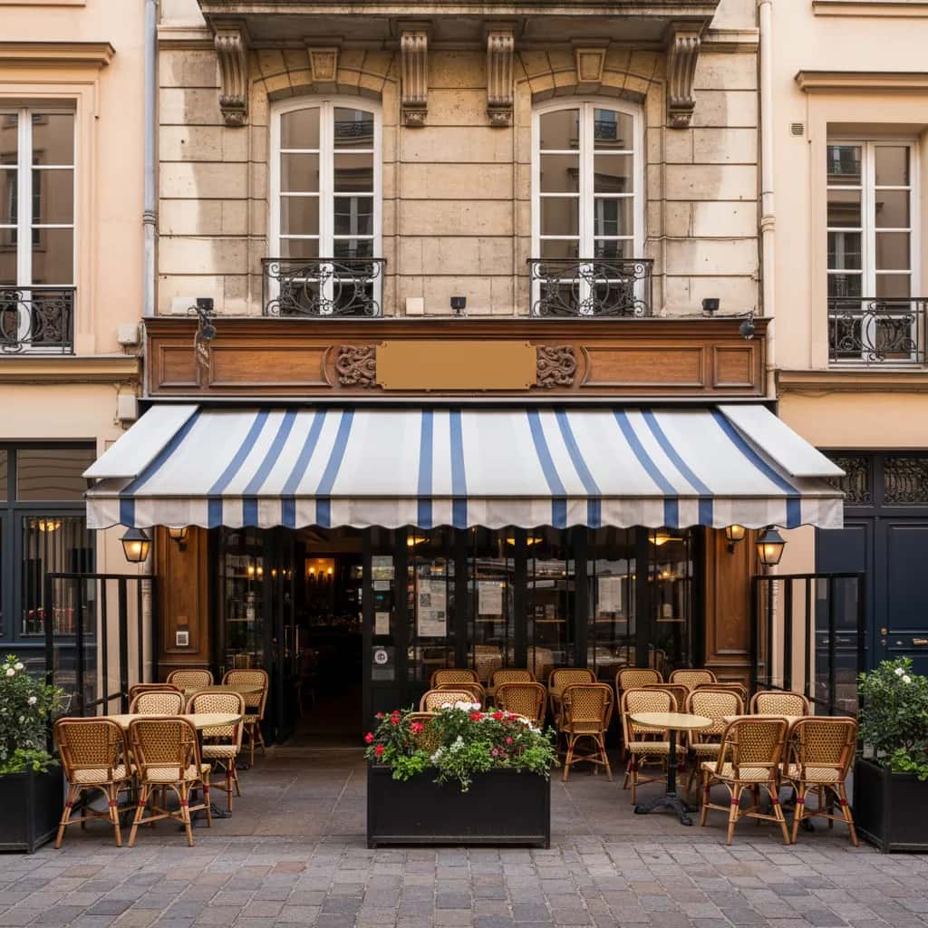 Restaurant 57m² à Lyon : terrasse - cuisine équipée