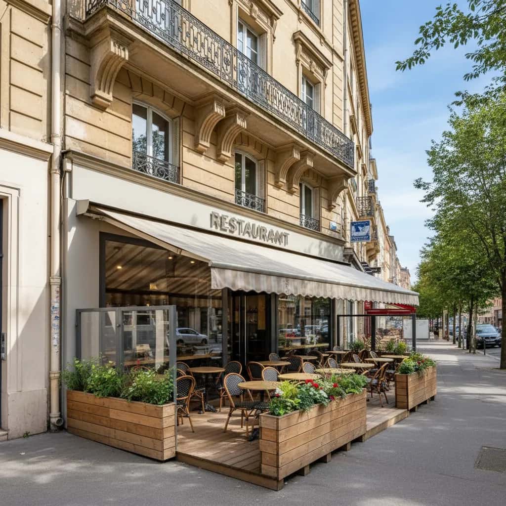 Fast-food 110m² à Lyon : terrasse - extraction