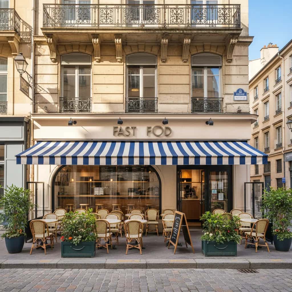 Fast-food à Lyon : terrasse - cave/réserve