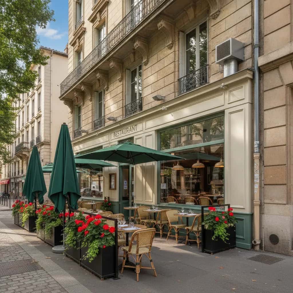 Restaurant 50 couverts à Lyon : terrasse - extraction