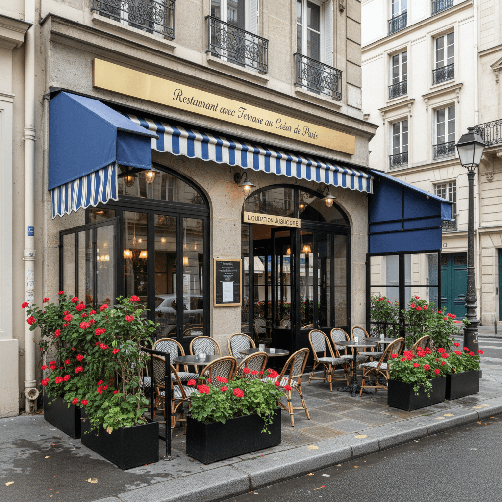Restaurant 60m² à Paris : terrasse - extraction en liquidation judiciaire