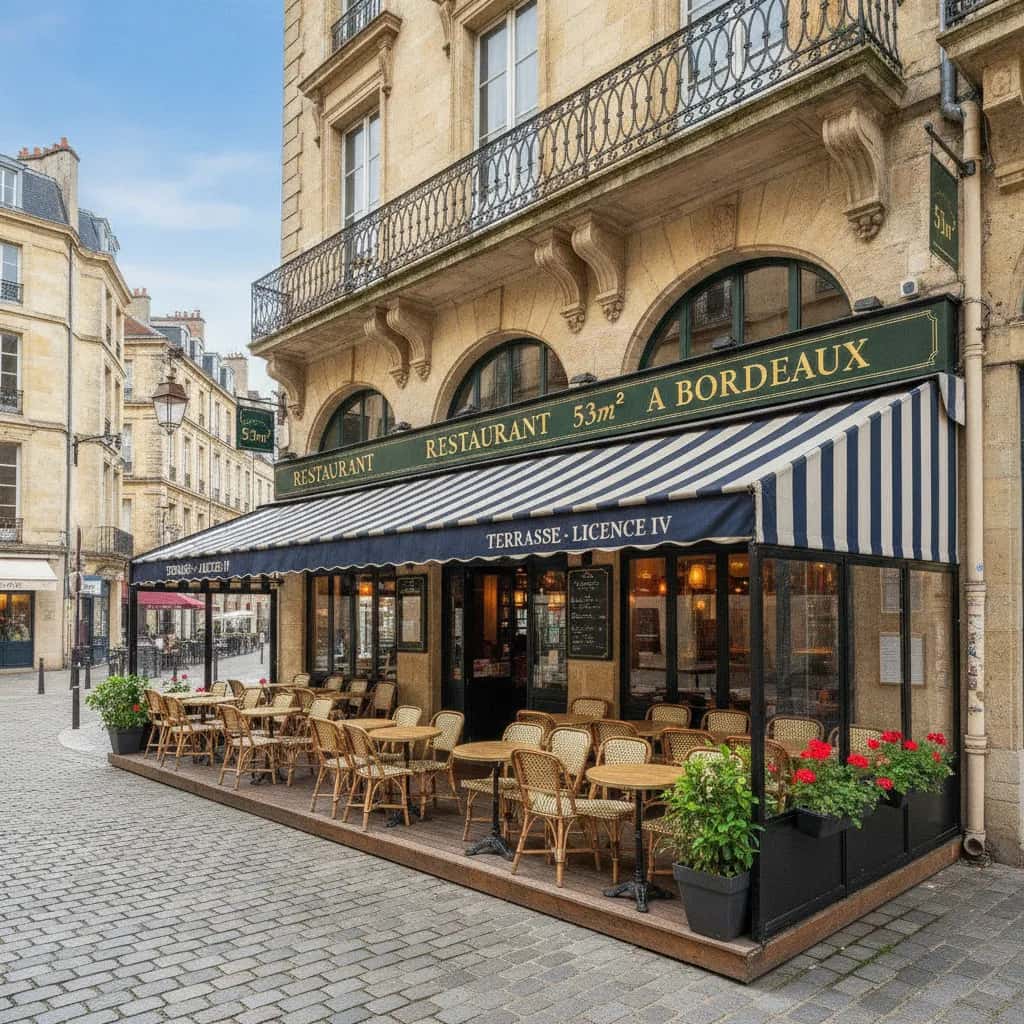 Restaurant 53m² à Bordeaux : terrasse - licence IV