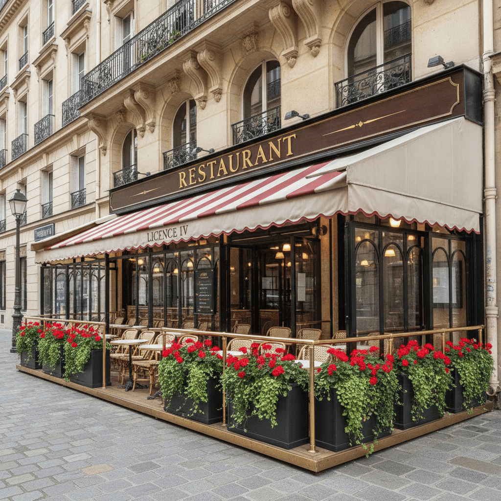 Restaurant 100 couverts à Paris : terrasse - licence IV