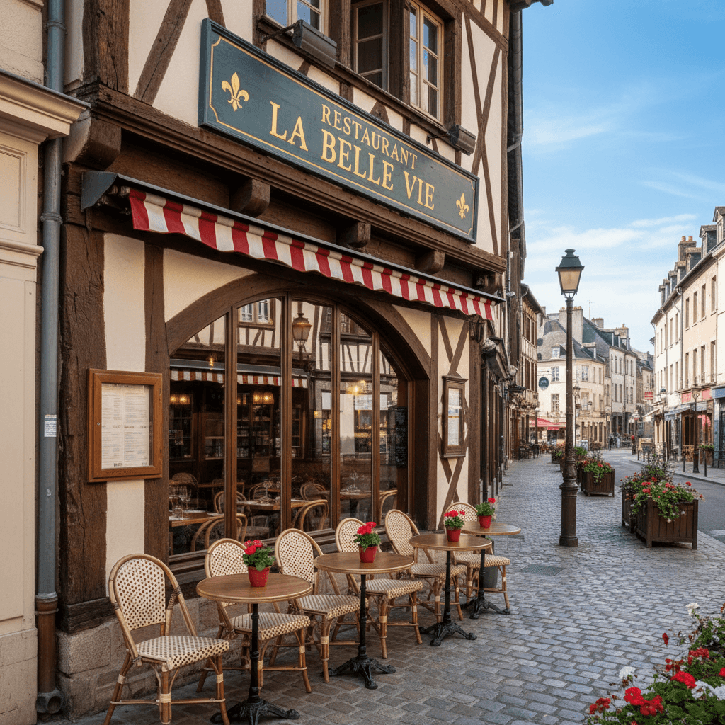 Restaurant à Rouen : terrasse - cave/réserve