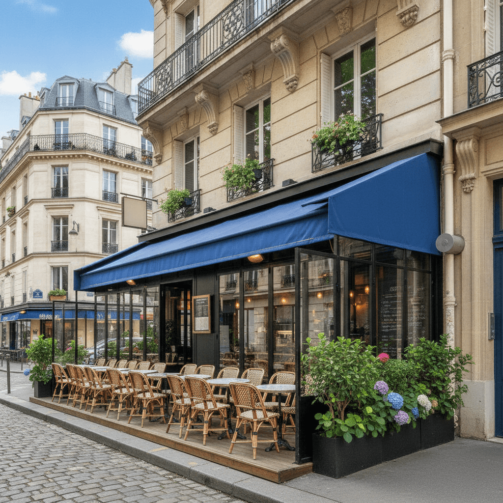 Restaurant 10 couverts à Paris : terrasse - extraction