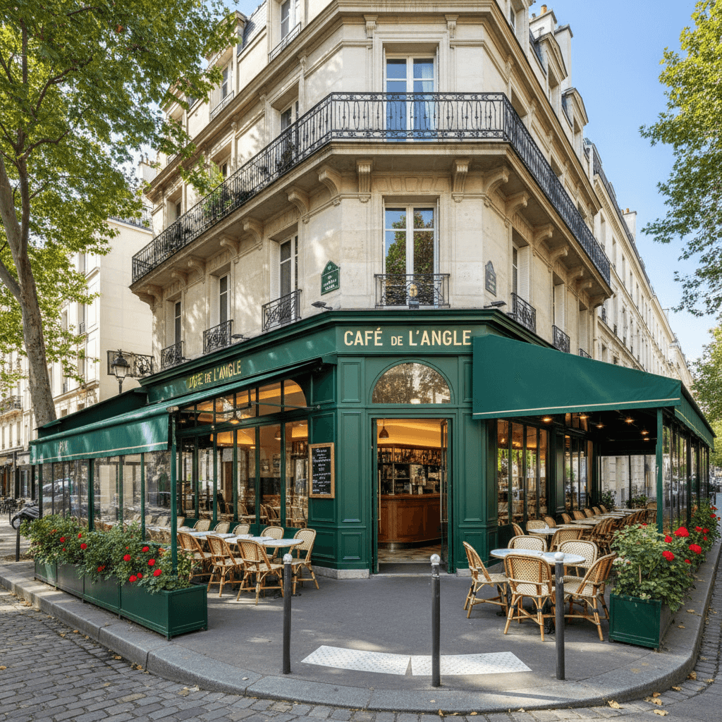 Restaurant d'angle à Paris avec terrasse