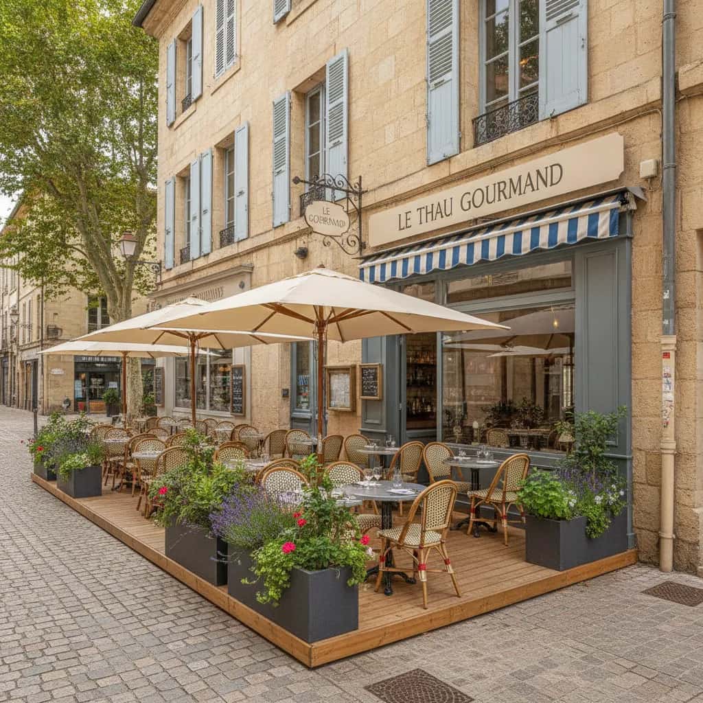 Restaurant à Montpellier : terrasse - cuisine équipée