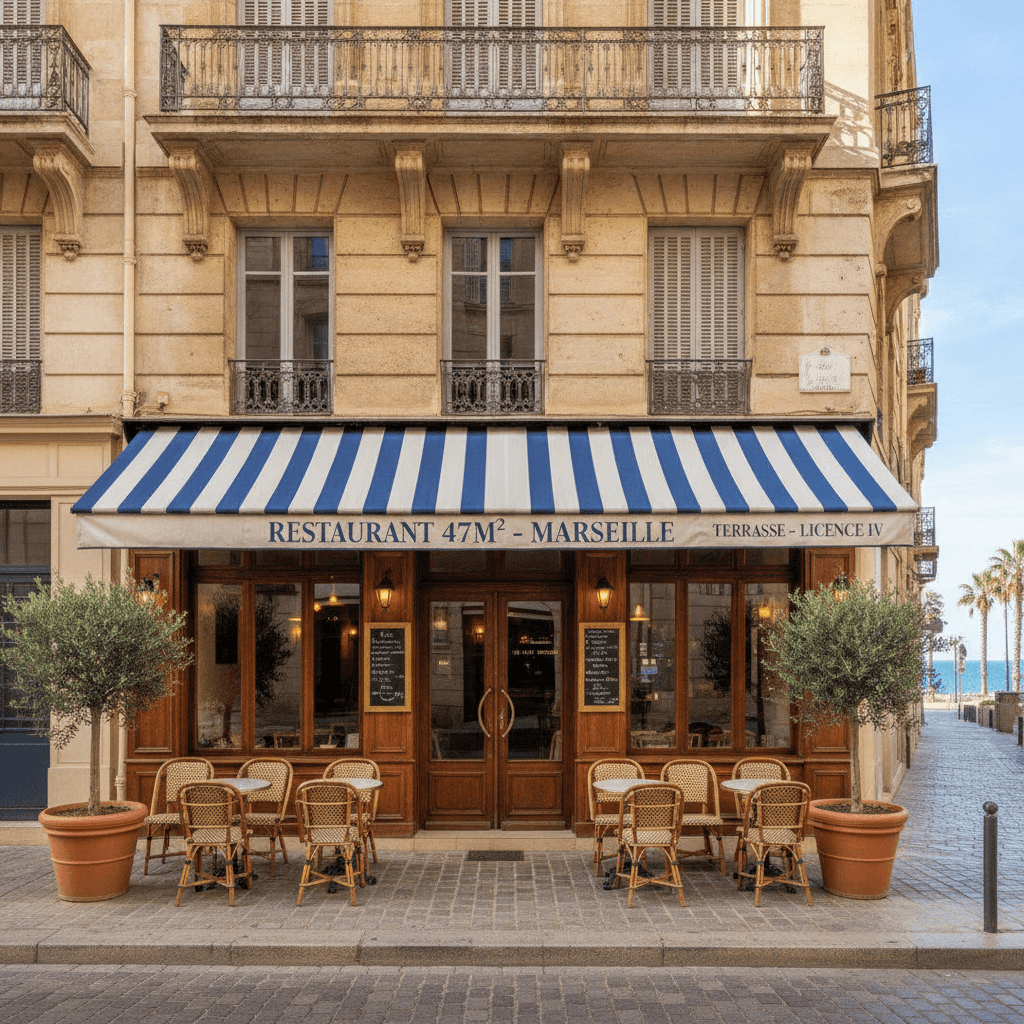 Restaurant 47m² à Marseille : terrasse - licence IV
