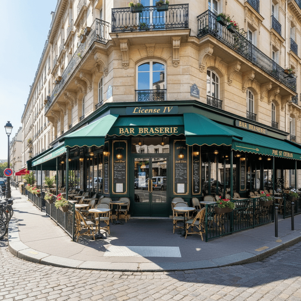 Bar-brasserie 40 couverts à Paris : terrasse - licence IV
