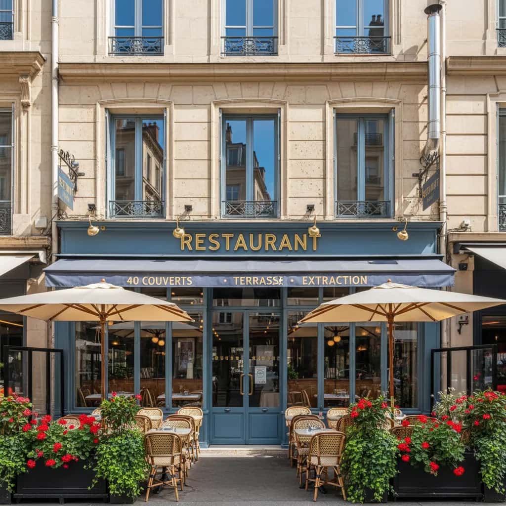 Restaurant 40 couverts à Lyon : terrasse - extraction