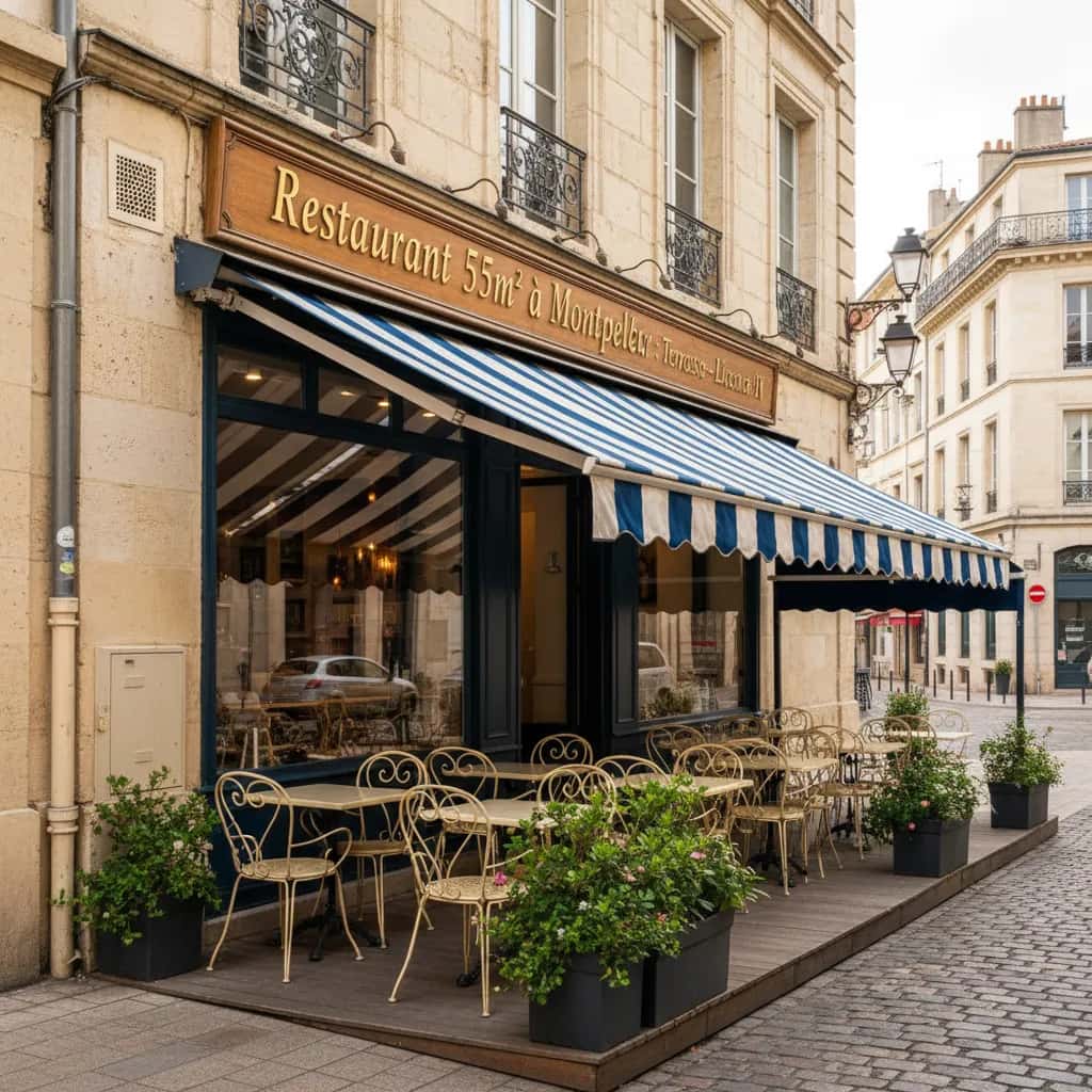 Restaurant 55m² à Montpellier : terrasse - licence IV