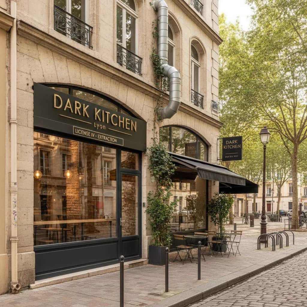Dark kitchen 155m² à Lyon : licence IV - extraction