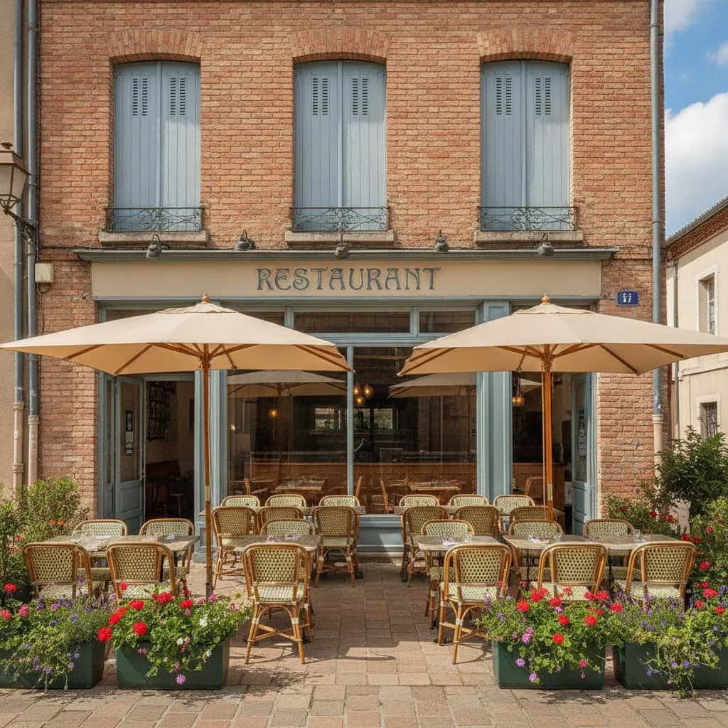 Restaurant 50m² à Toulouse : terrasse - cuisine équipée