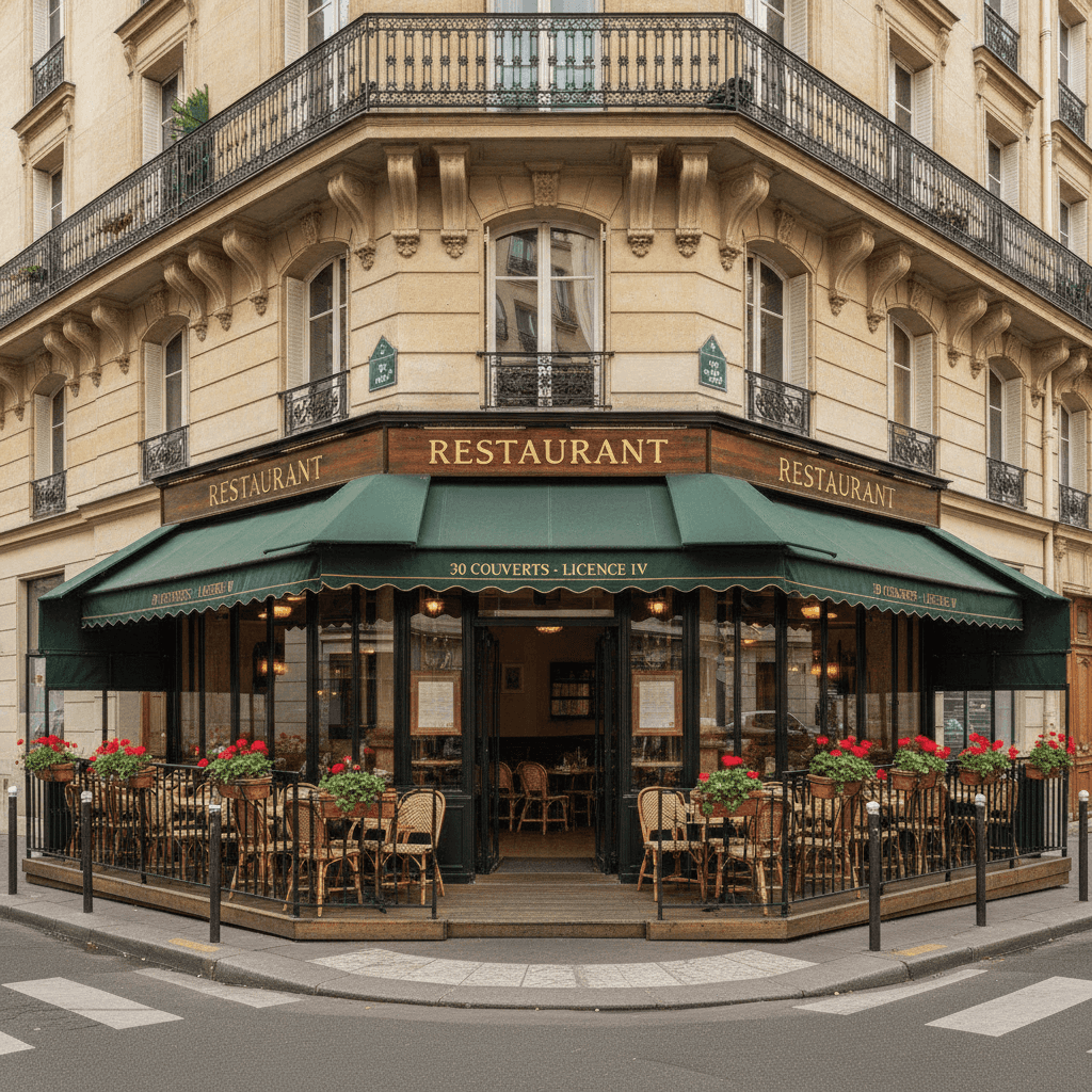Restaurant 30 couverts à Paris : terrasse - licence IV