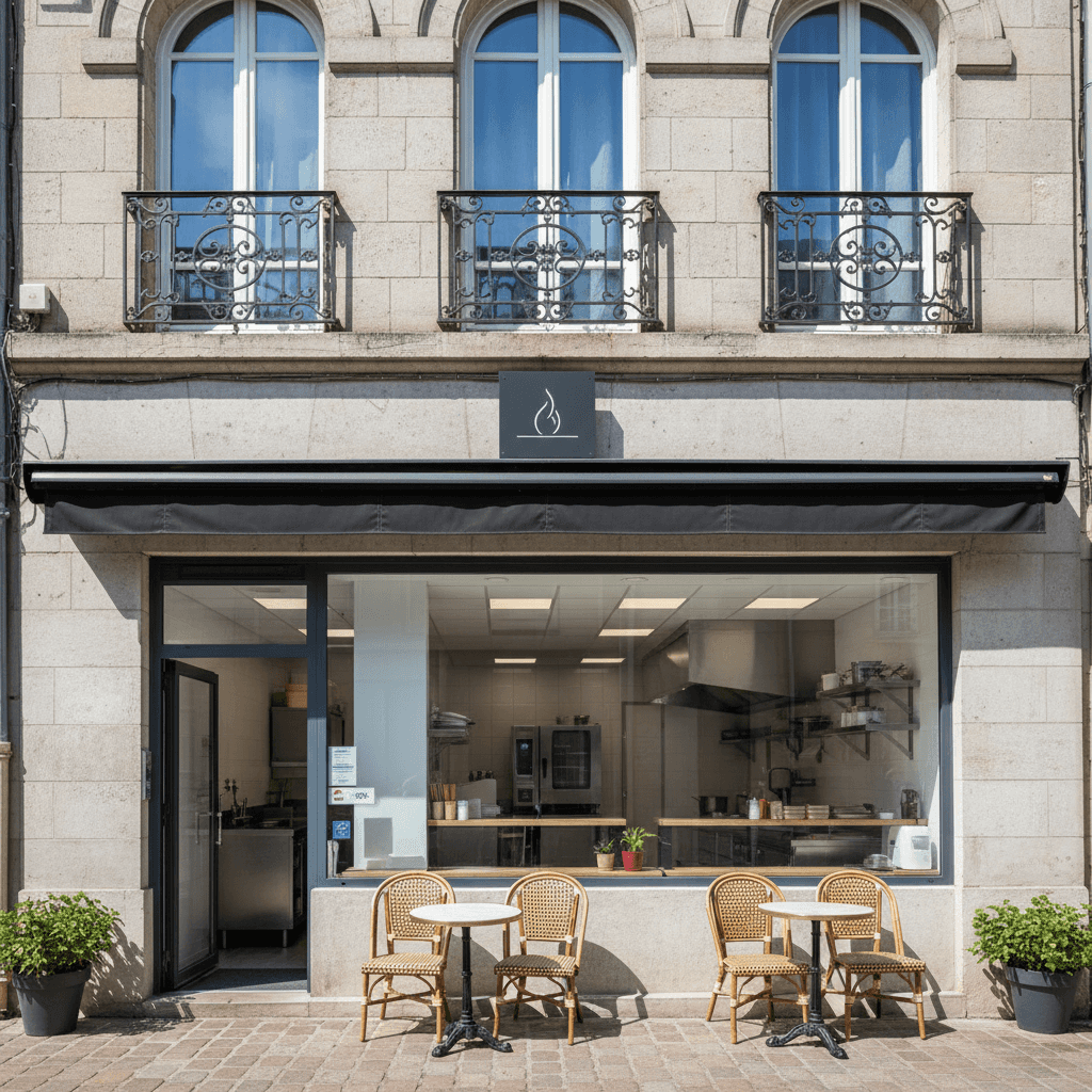 Dark kitchen 112m² à Clermont-Ferrand : cuisine équipée
