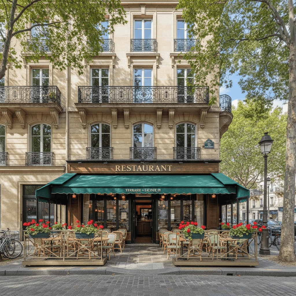 Restaurant 45 couverts à Paris : terrasse - licence IV