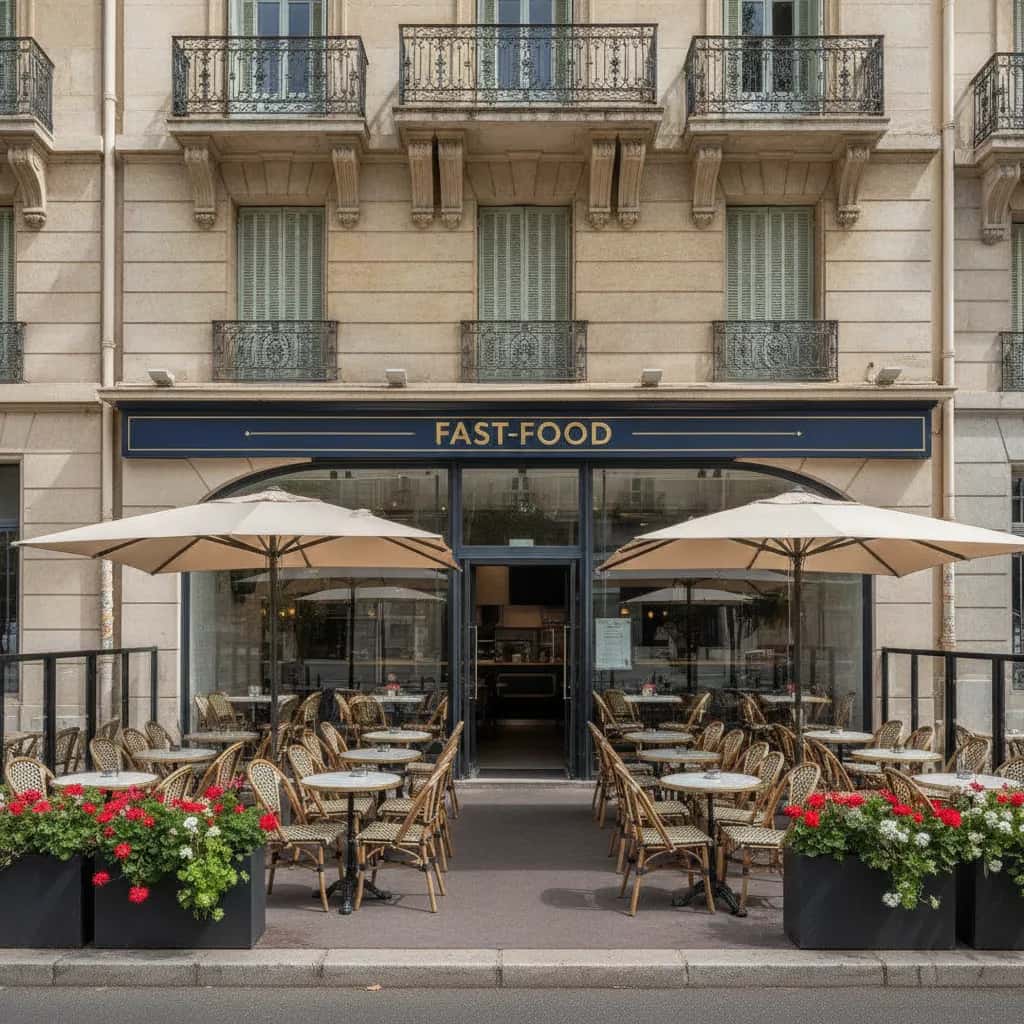 Fast-food 30m² à Nice : terrasse - extraction