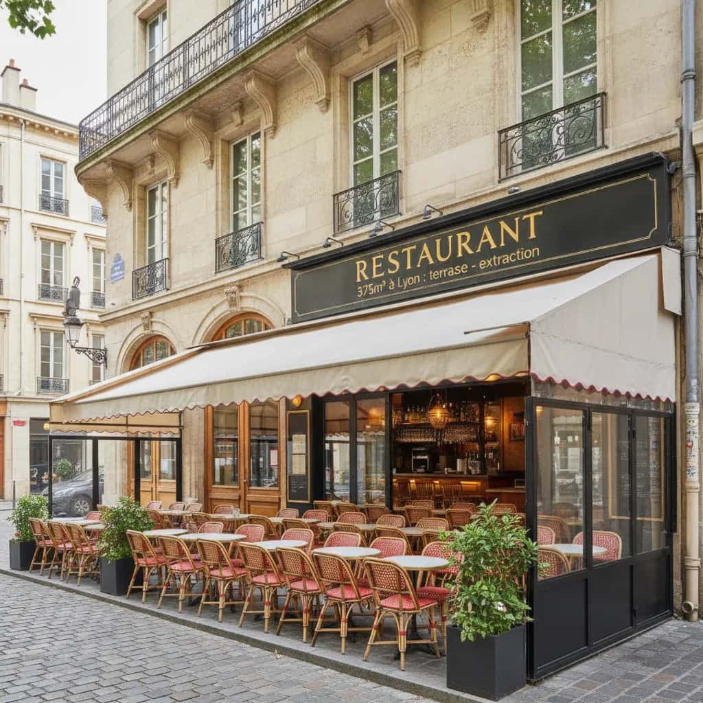 Restaurant 375m² à Lyon : terrasse - extraction
