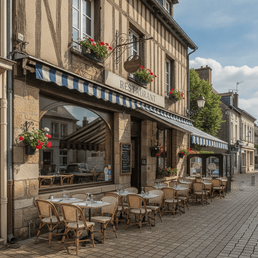 Restaurant 370m² à Pont-l'Évêque : terrasse - cuisine équipée
