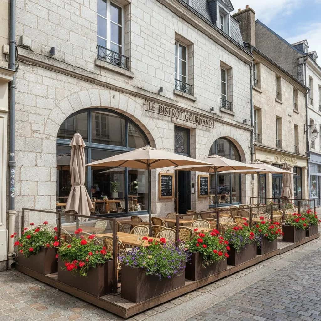 Restaurant à Angers : terrasse - cuisine équipée