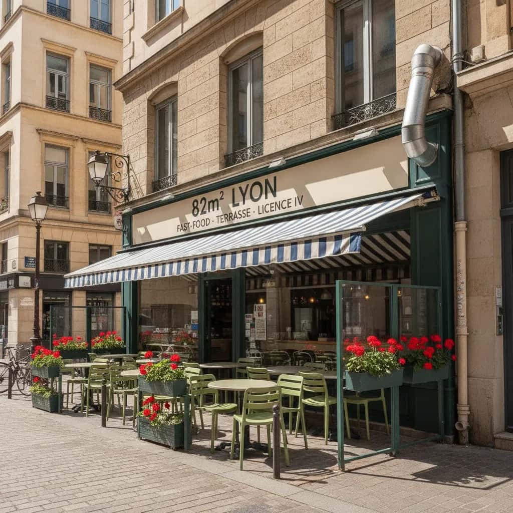 Fast-food 82m² à Lyon : terrasse - licence IV